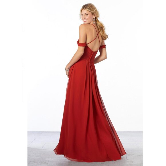 Cold Shoulder Bridesmaid Dress in powder blue - Picture 8 of 9